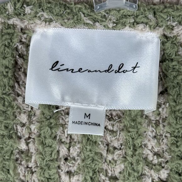 Line and Dot Sweater Womens Medium Taupe Olive‎ Stripe Open Kimberly Cardigan - Picture 7 of 10